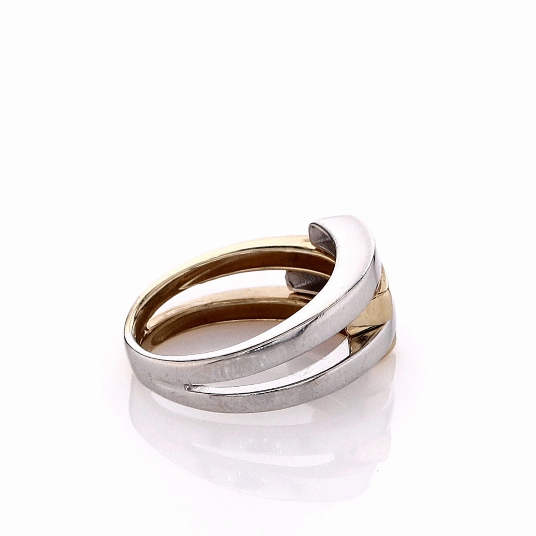 Estate 14k Two-Tone Polished Bars Bypass Design Ring