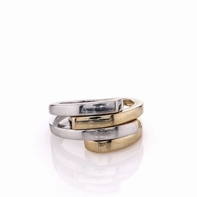 Estate 14k Two-Tone Polished Bars Bypass Design Ring
