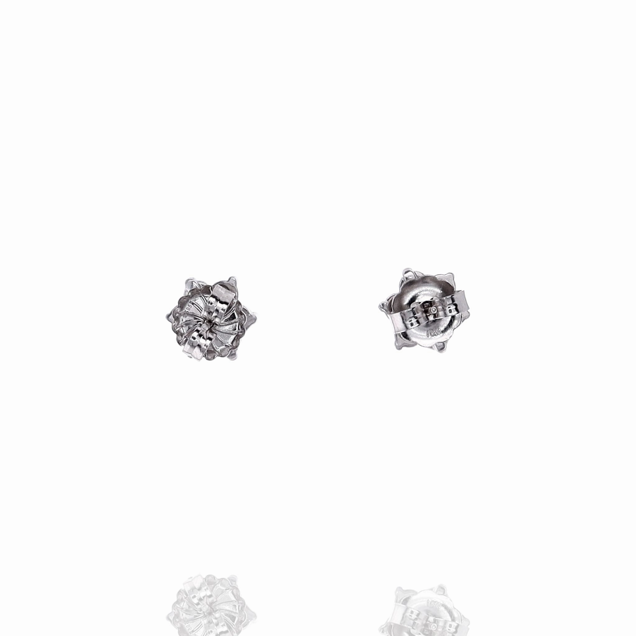 Estate 14k White Gold and Diamond Cluster Flower Design Stud Earrings