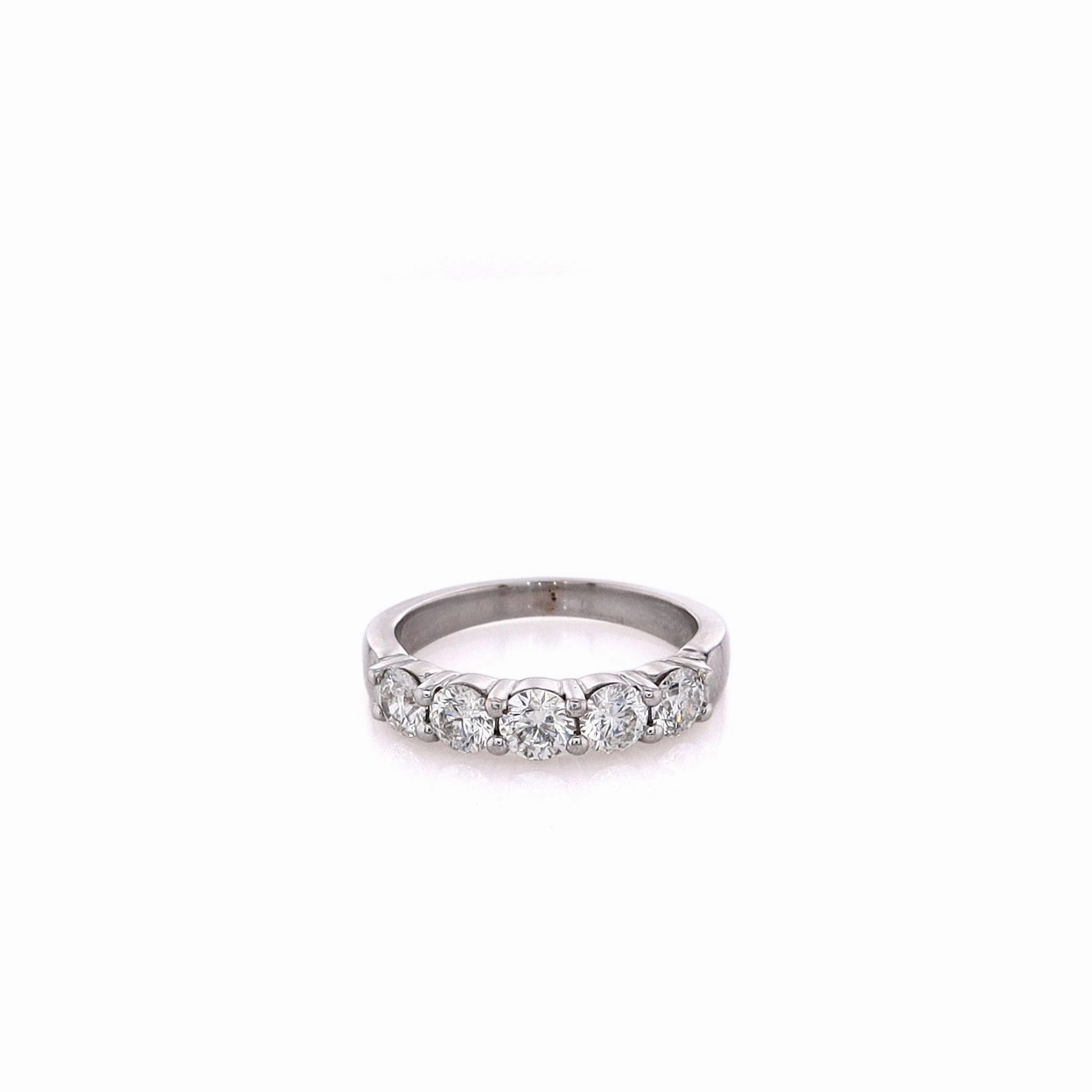 Estate 14k White Gold and Diamond Shared Prong Ring