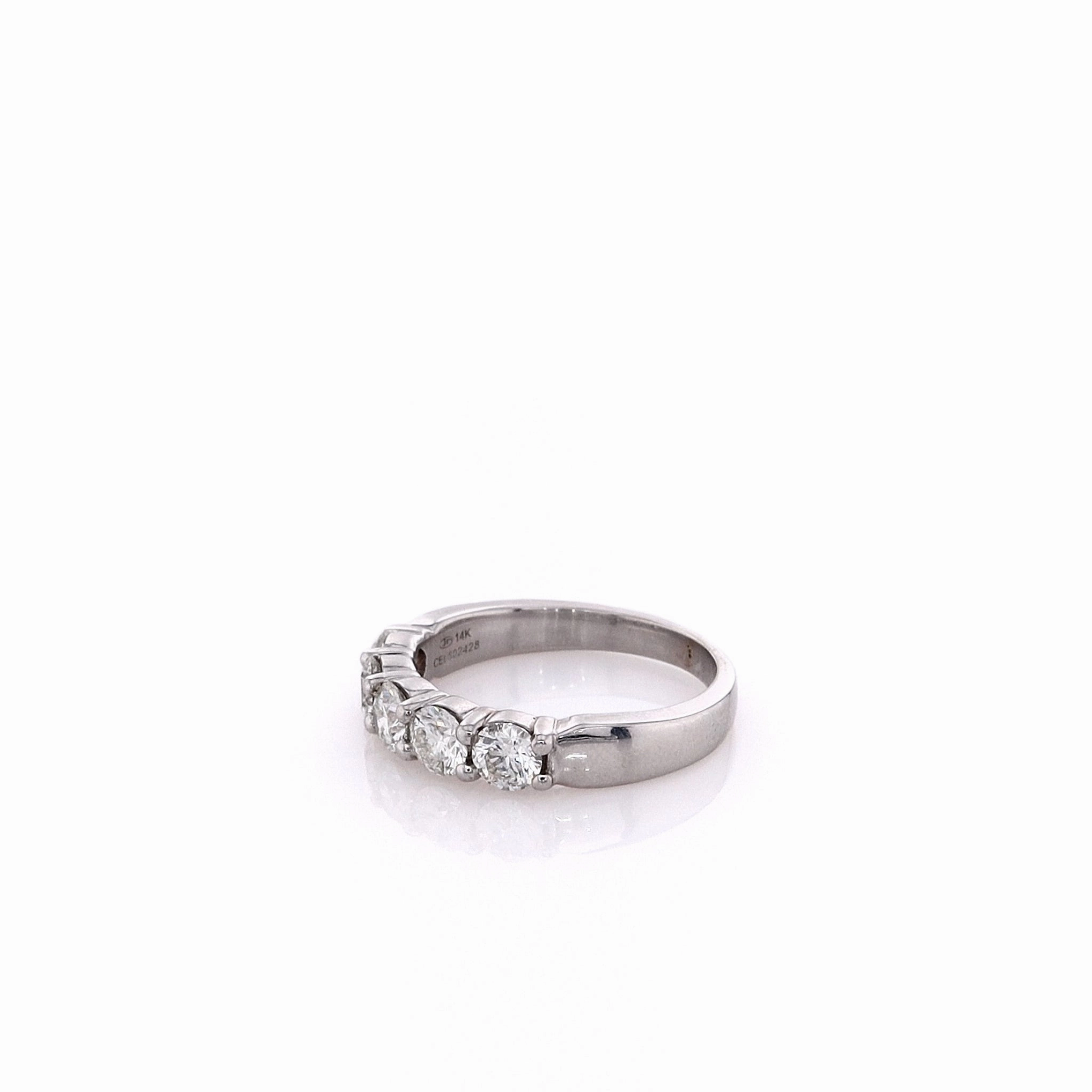 Estate 14k White Gold and Diamond Shared Prong Ring