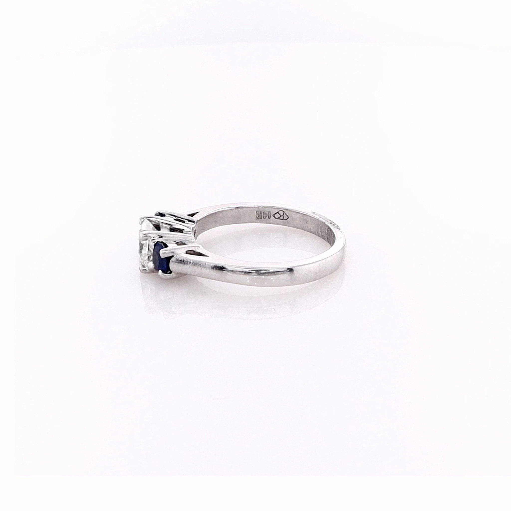 Estate 14k White Gold Basket Sapphire Three Across Ring