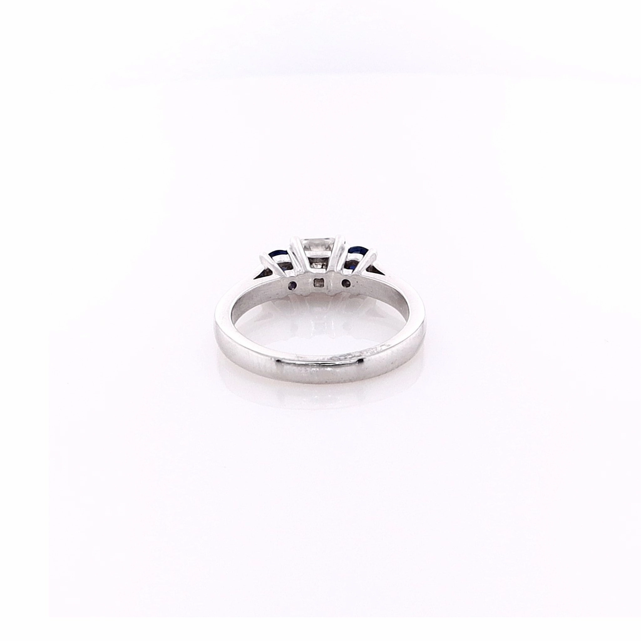 Estate 14k White Gold Basket Sapphire Three Across Ring