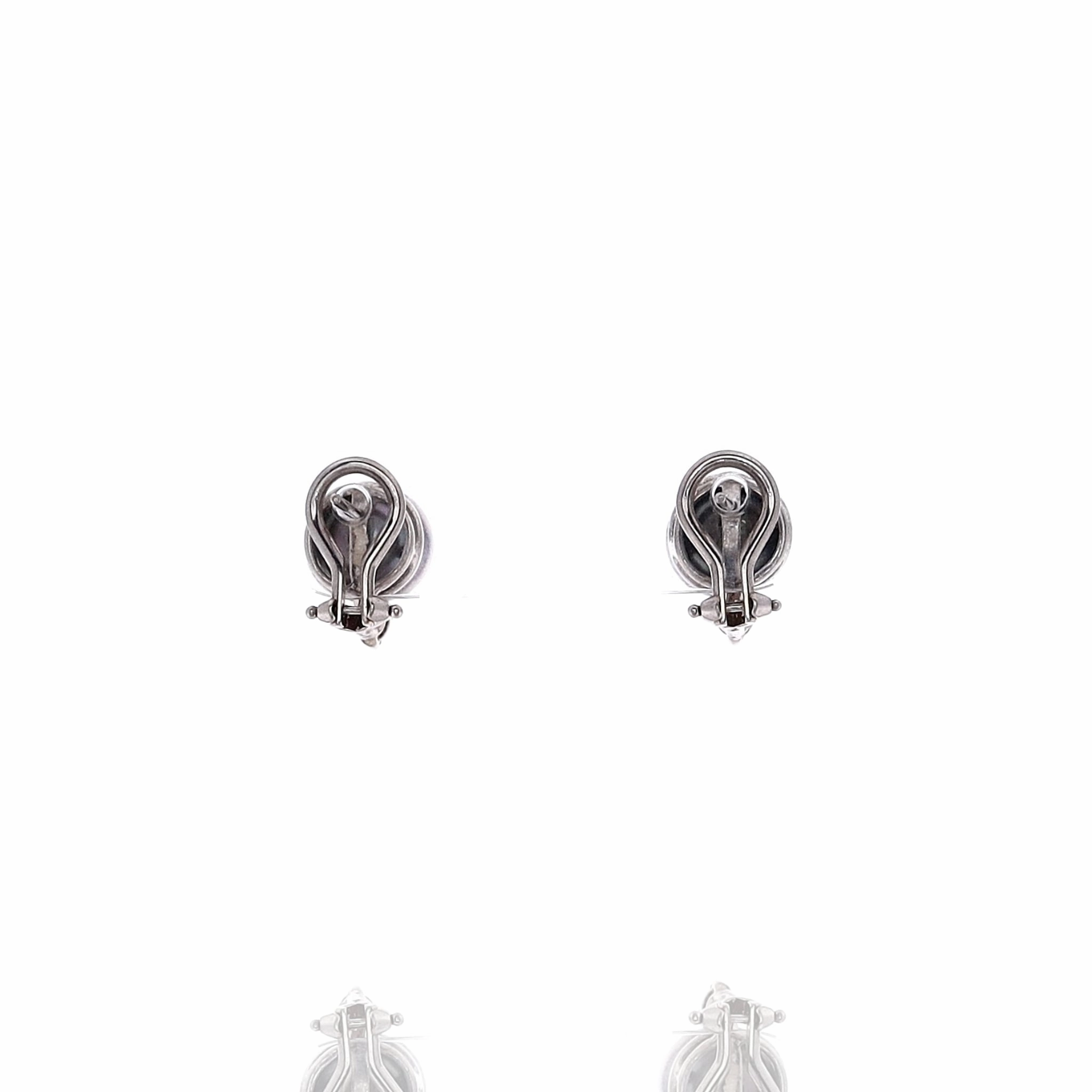 Estate 14k White Gold Black Cultured Pearl Diamond Pierced/Clip-On Earrings