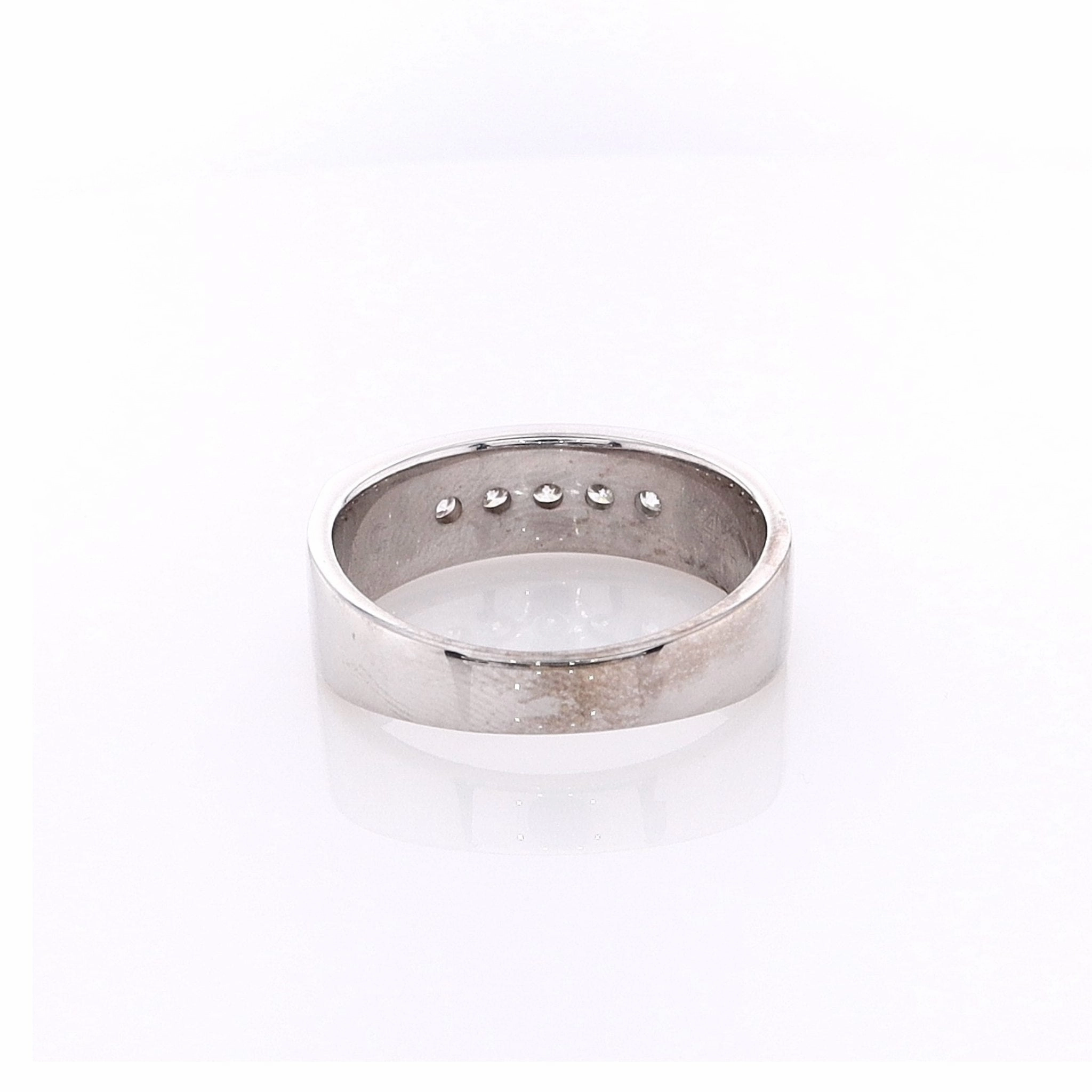 Estate 14k White Gold Center Groove Wedding Band