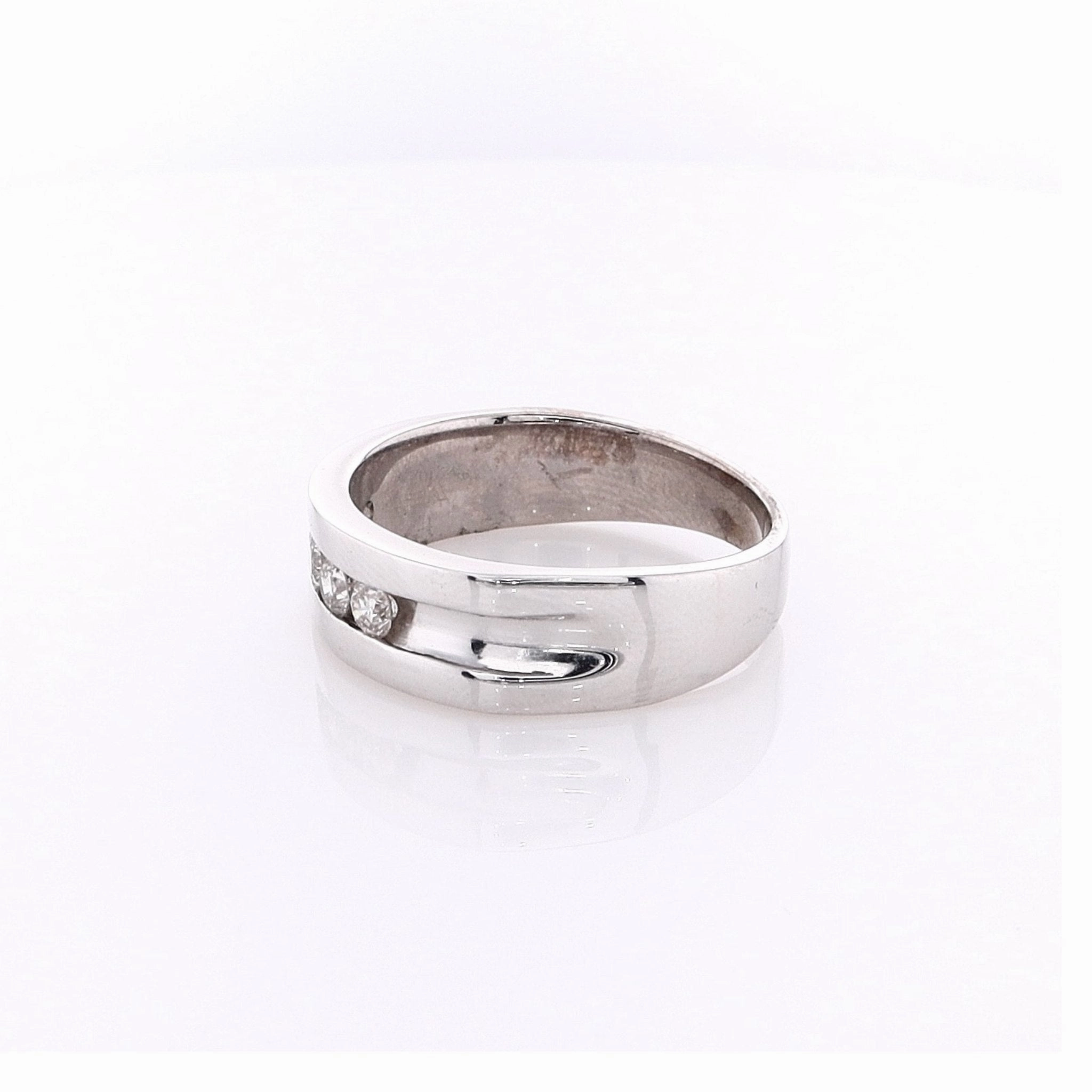 Estate 14k White Gold Center Groove Wedding Band