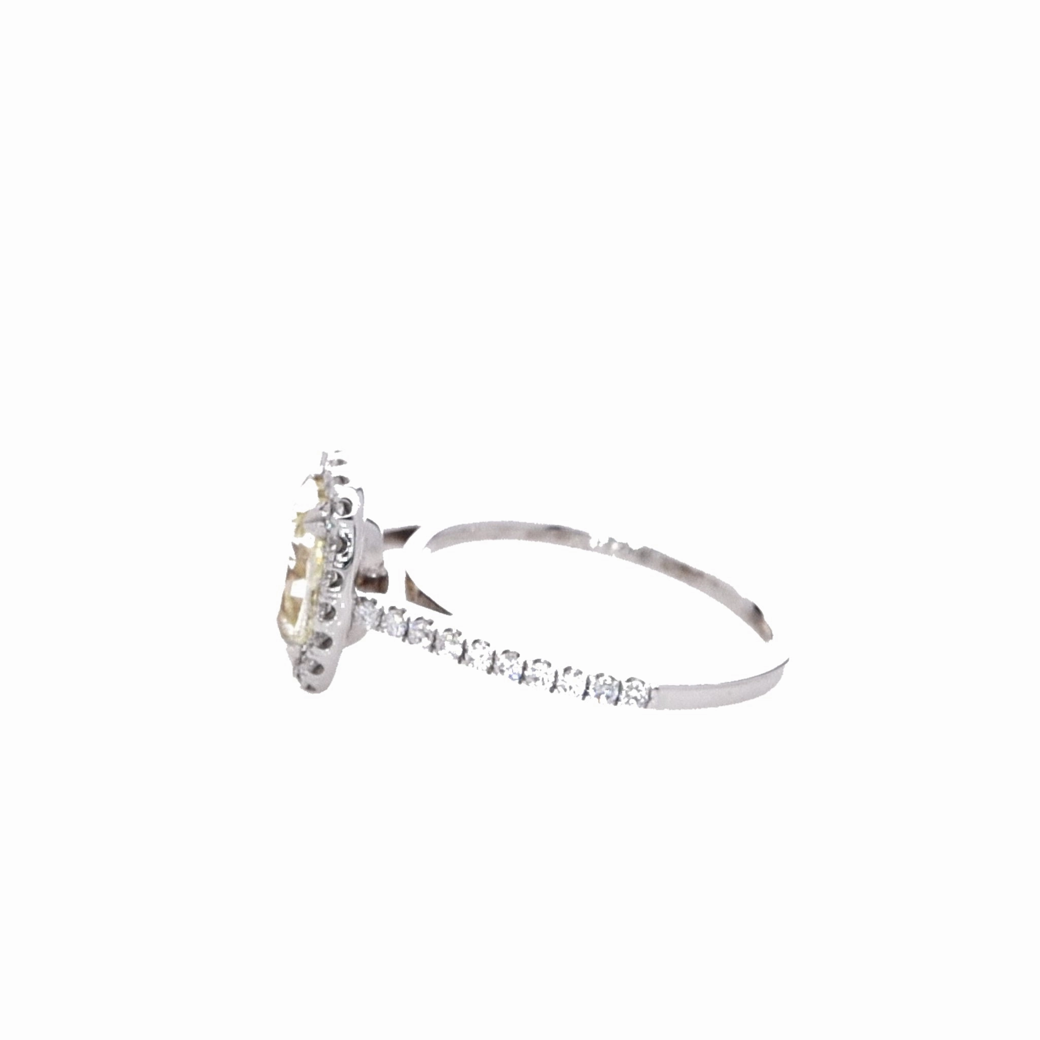 Estate 14k White Gold Cushion Cut Fancy Yellow Diamond Ring