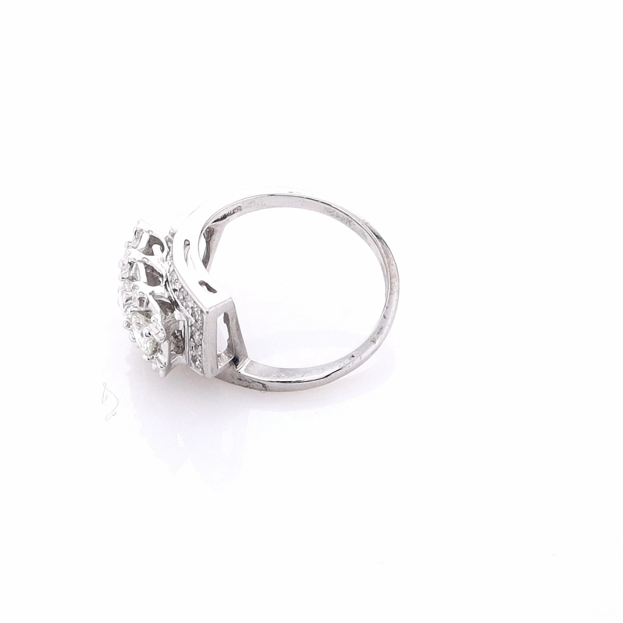 Estate 14k White Gold Diagonal Design Diamond Ring