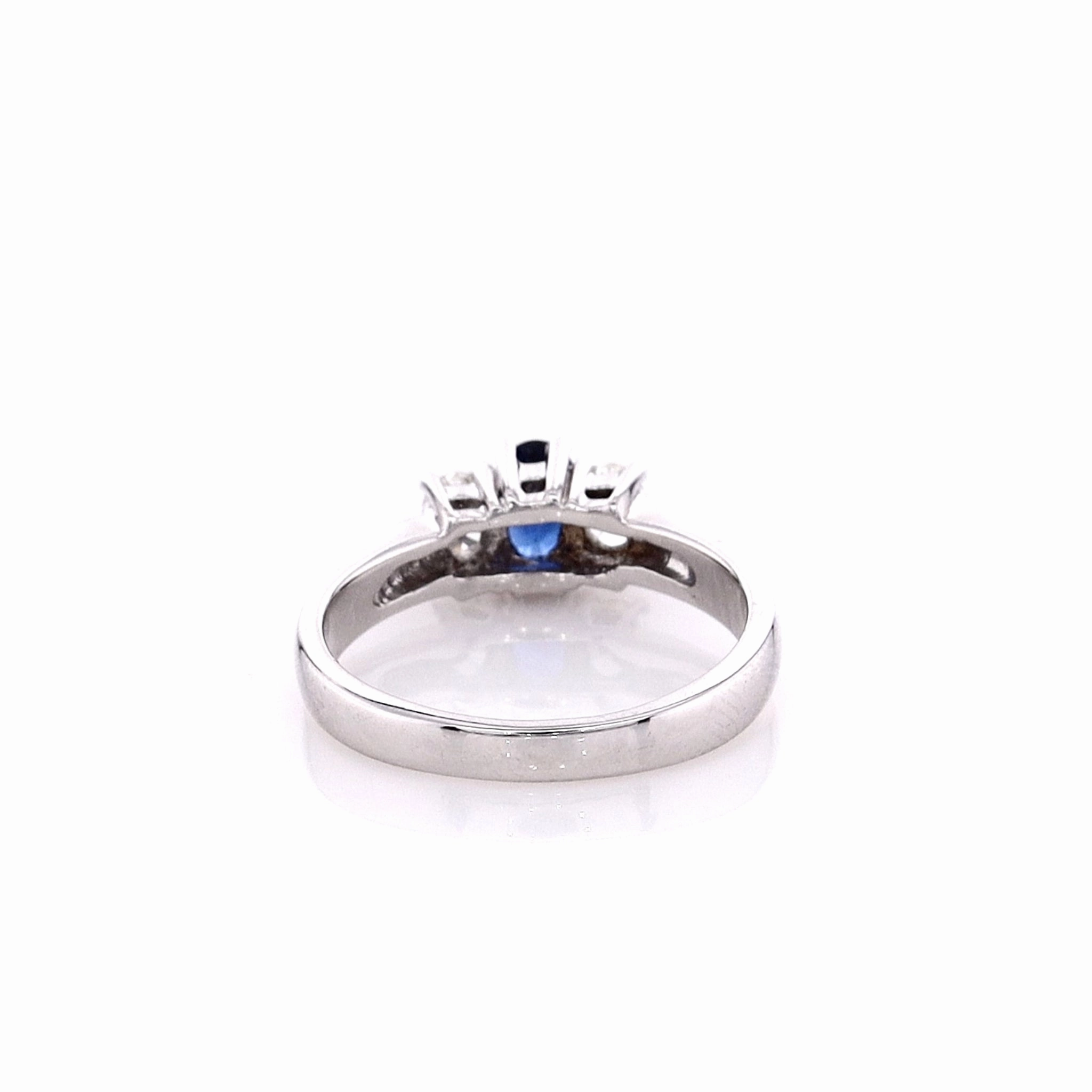 Estate 14k White Gold Oval Sapphire and Diamond Ring