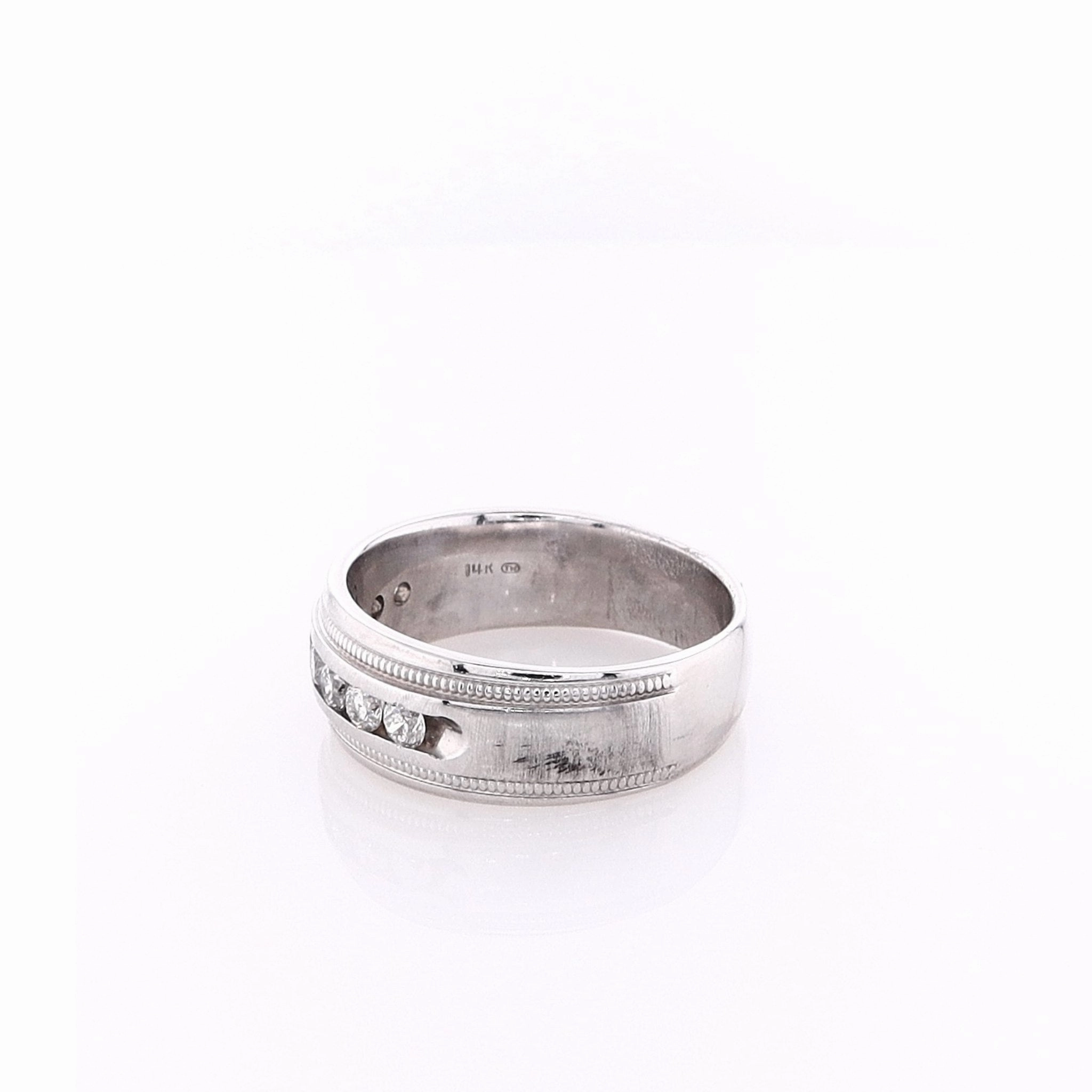 Estate 14k White Gold Satin Center Wedding Band