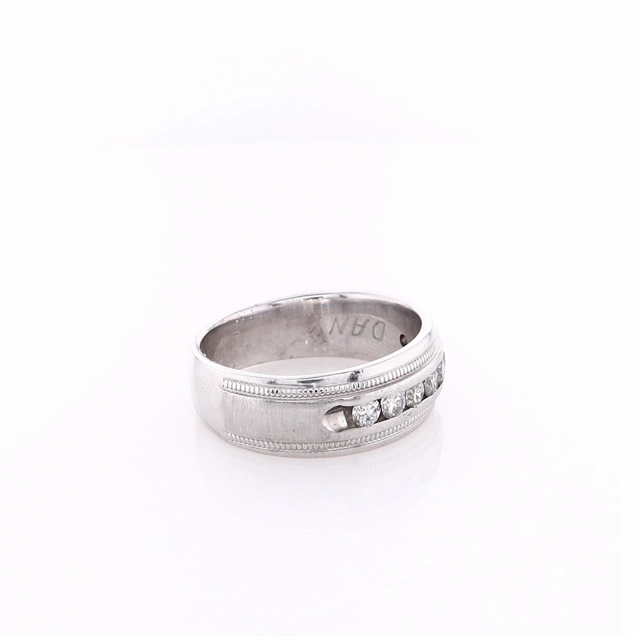 Estate 14k White Gold Satin Center Wedding Band
