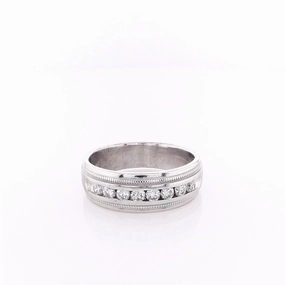 Estate 14k White Gold Satin Center Wedding Band