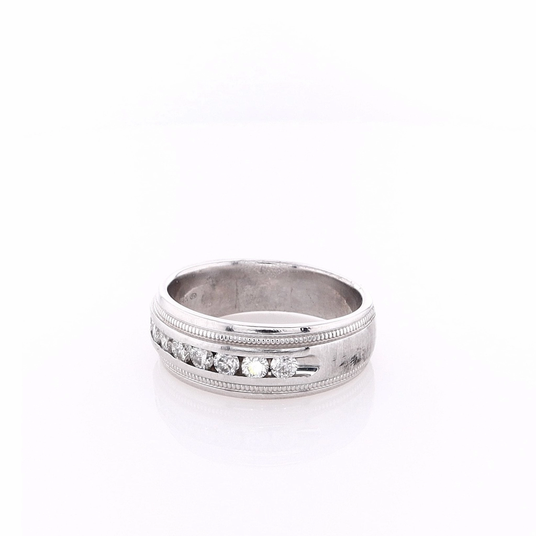 Estate 14k White Gold Satin Center Wedding Band