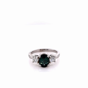 Estate 14k White Gold Tourmaline and Diamond Ring