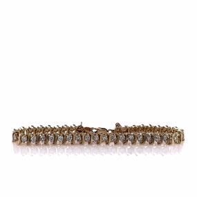Estate 14k Yellow Gold 3.80ct "S" Link Design Diamond Tennis Bracelet