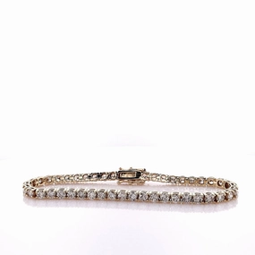 Estate 14k Yellow Gold 46 Diamond Tennis Style Bracelet 7"