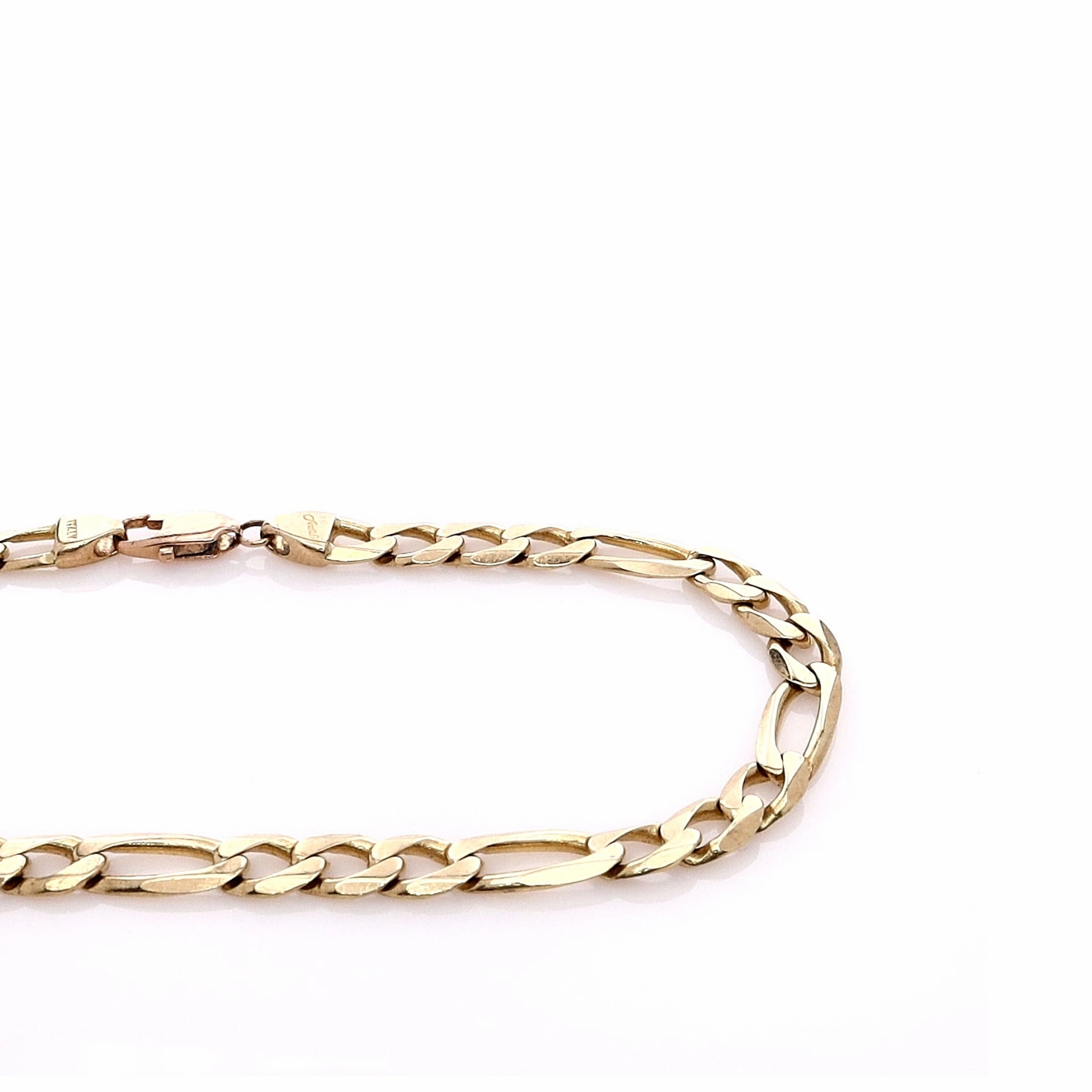 Estate 14k Yellow Gold 5.2mm Figaro Chain Bracelet