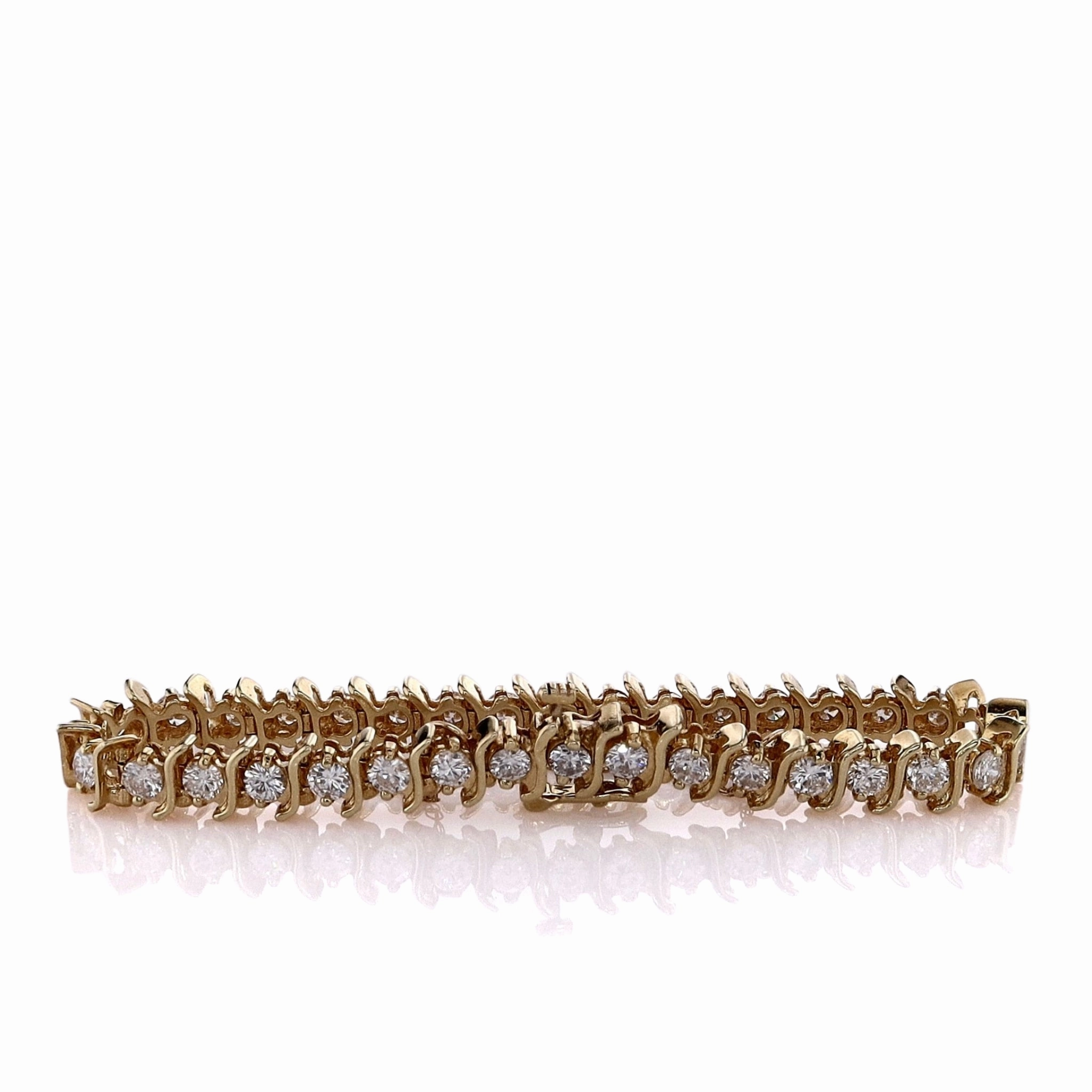 Estate 14k Yellow Gold 5.60ct "S" Link Design Diamond Tennis Bracelet