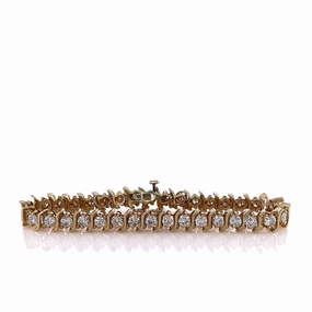 Estate 14k Yellow Gold 5.60ct "S" Link Design Diamond Tennis Bracelet