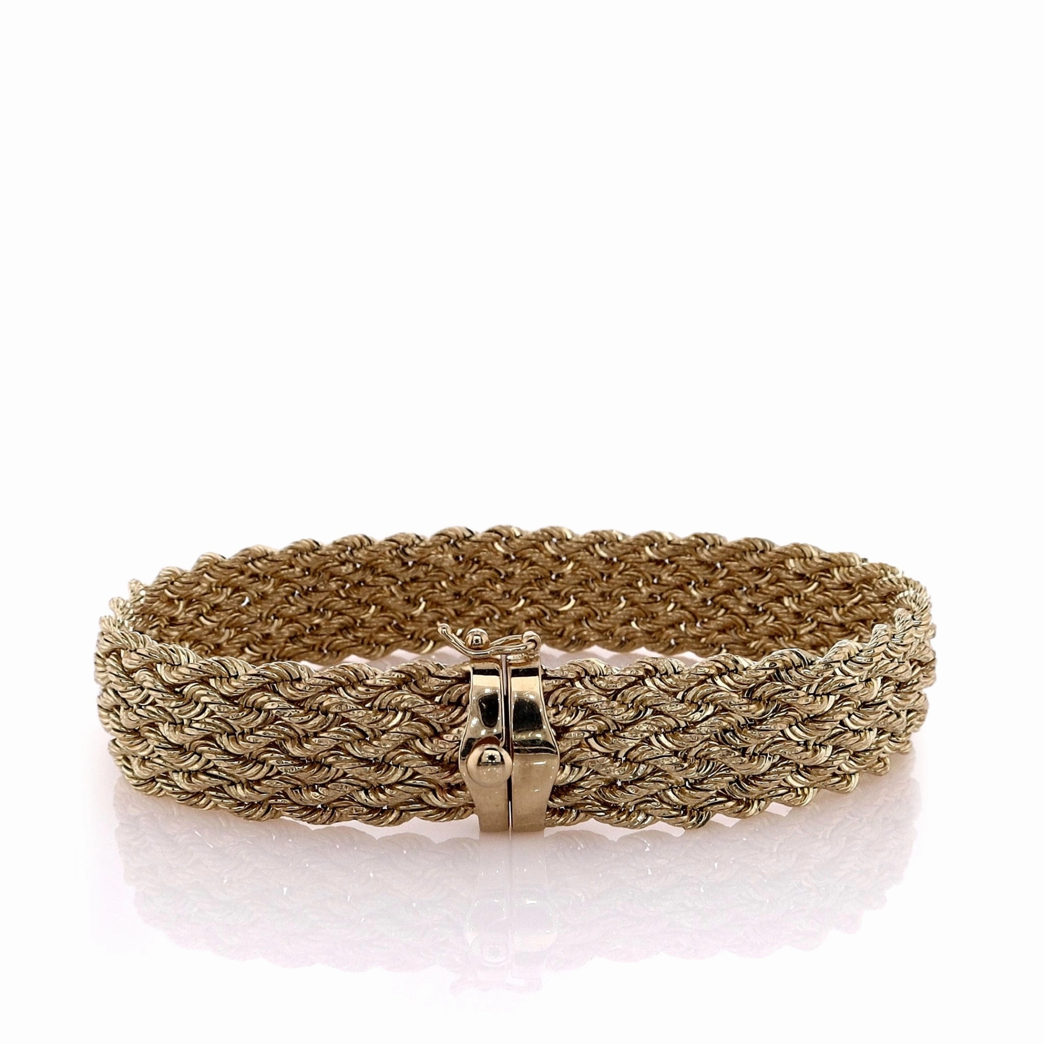 Estate 14k Yellow Gold 7.5" Multiple Strand Wide Rope Chain Bracelet