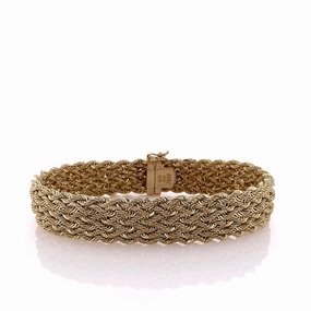 Estate 14k Yellow Gold 7.5" Multiple Strand Wide Rope Chain Bracelet