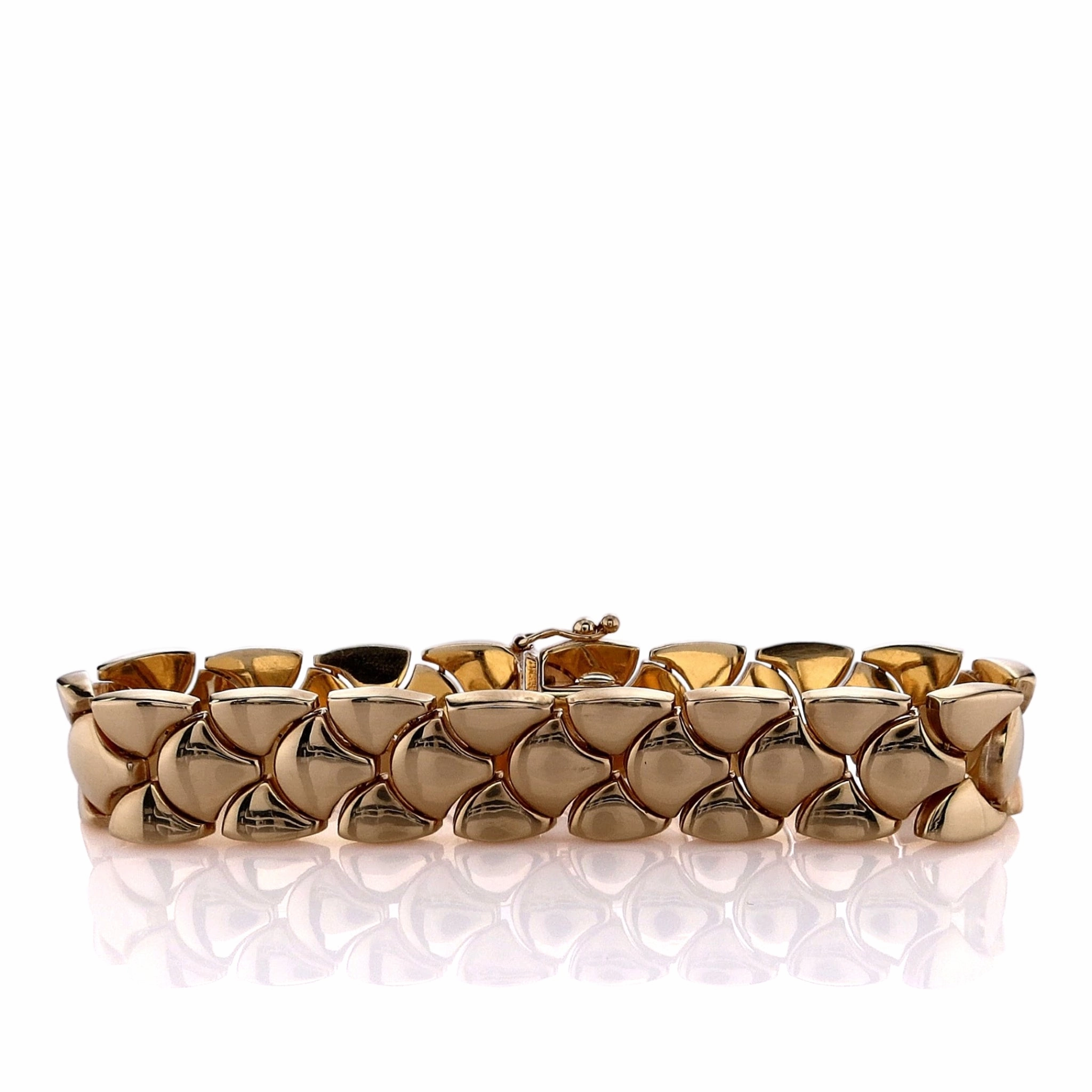 Estate 14k Yellow Gold 7" Polished Fan Link Design Bracelet