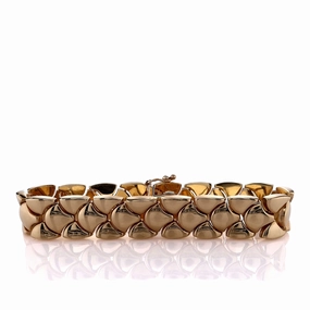 Estate 14k Yellow Gold 7" Polished Fan Link Design Bracelet