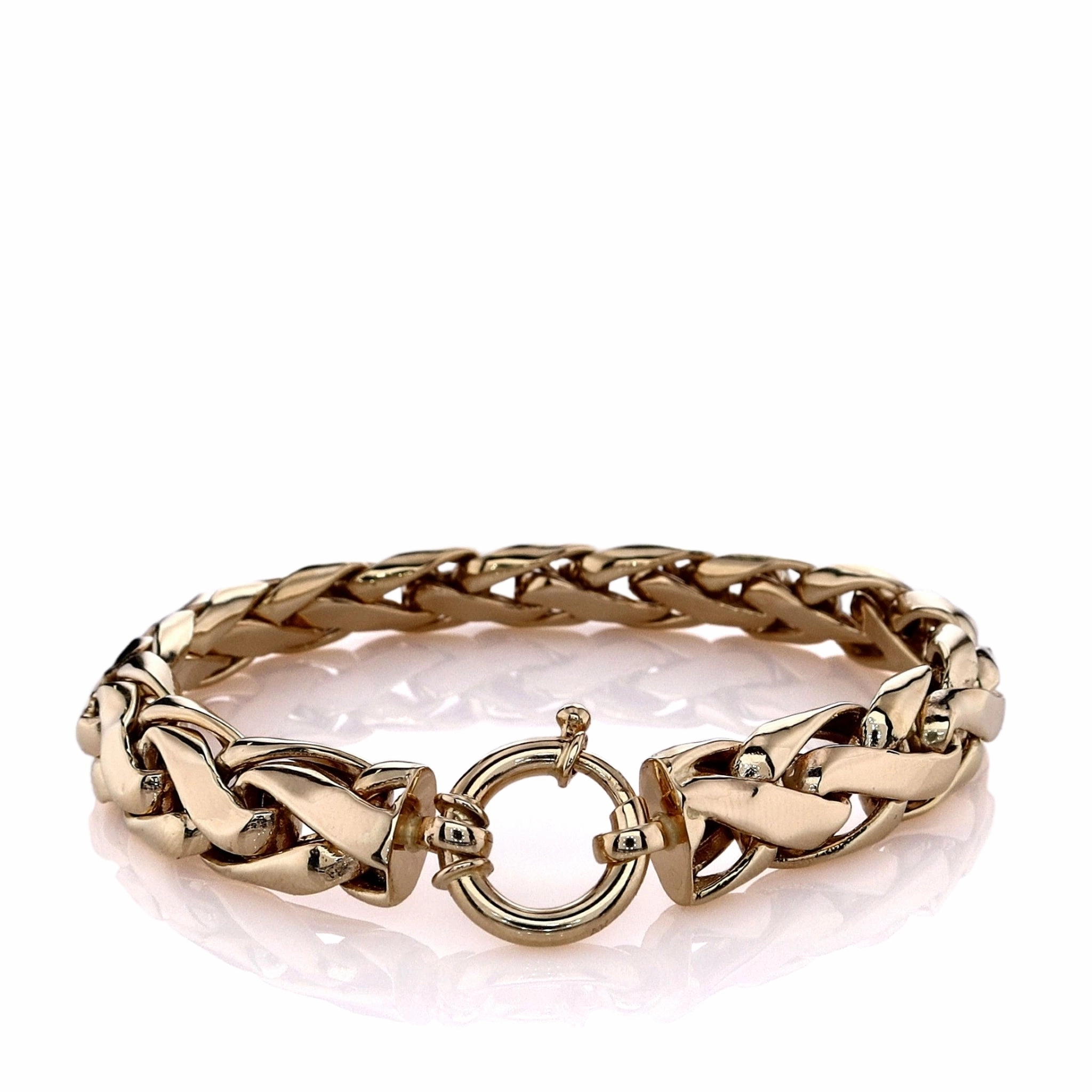 Estate 14k Yellow Gold 8.25" Polished Woven Link Chain Bracelet