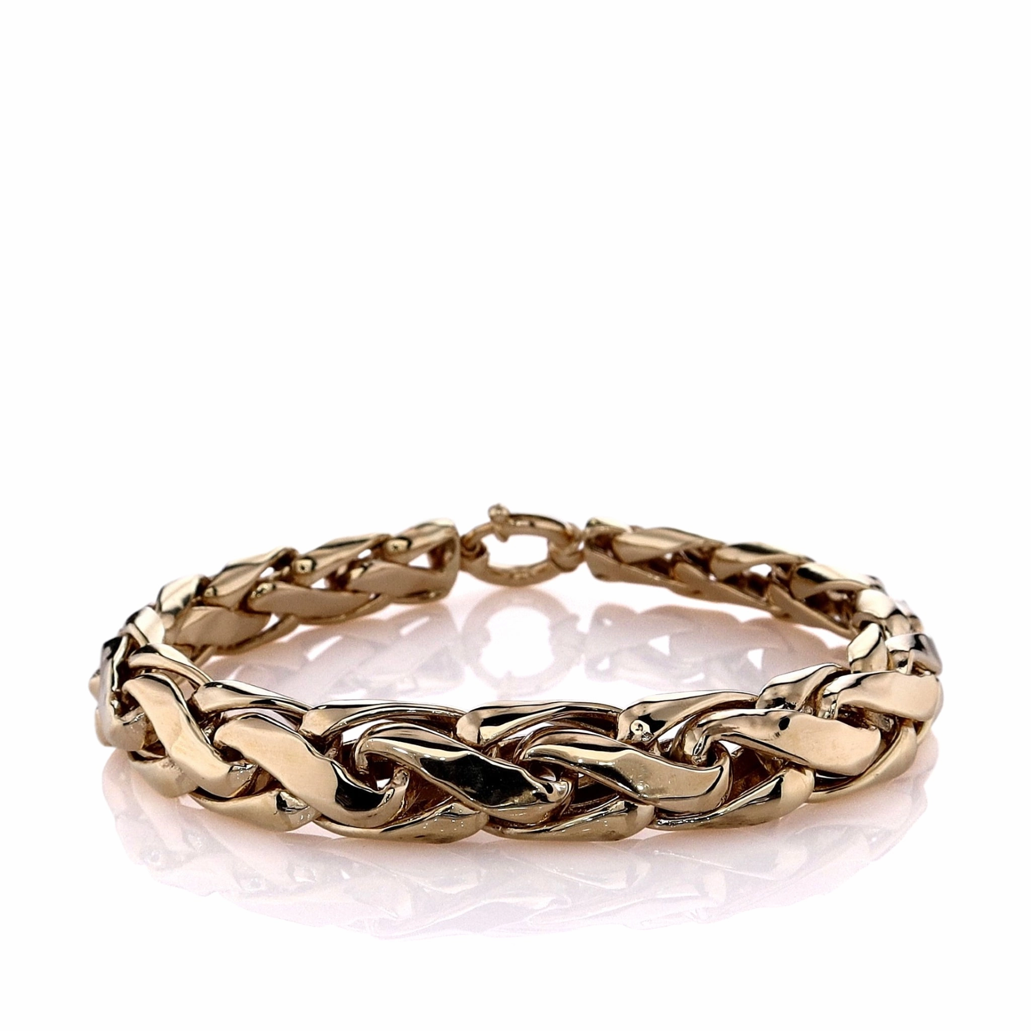 Estate 14k Yellow Gold 8.25" Polished Woven Link Chain Bracelet