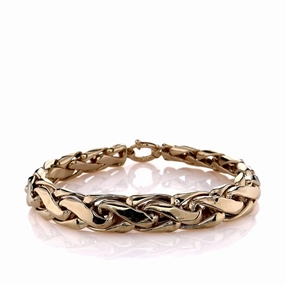 Estate 14k Yellow Gold 8.25" Polished Woven Link Chain Bracelet