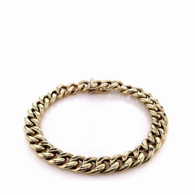 Estate 14k Yellow Gold 9.5mm Curb Link Chain Bracelet