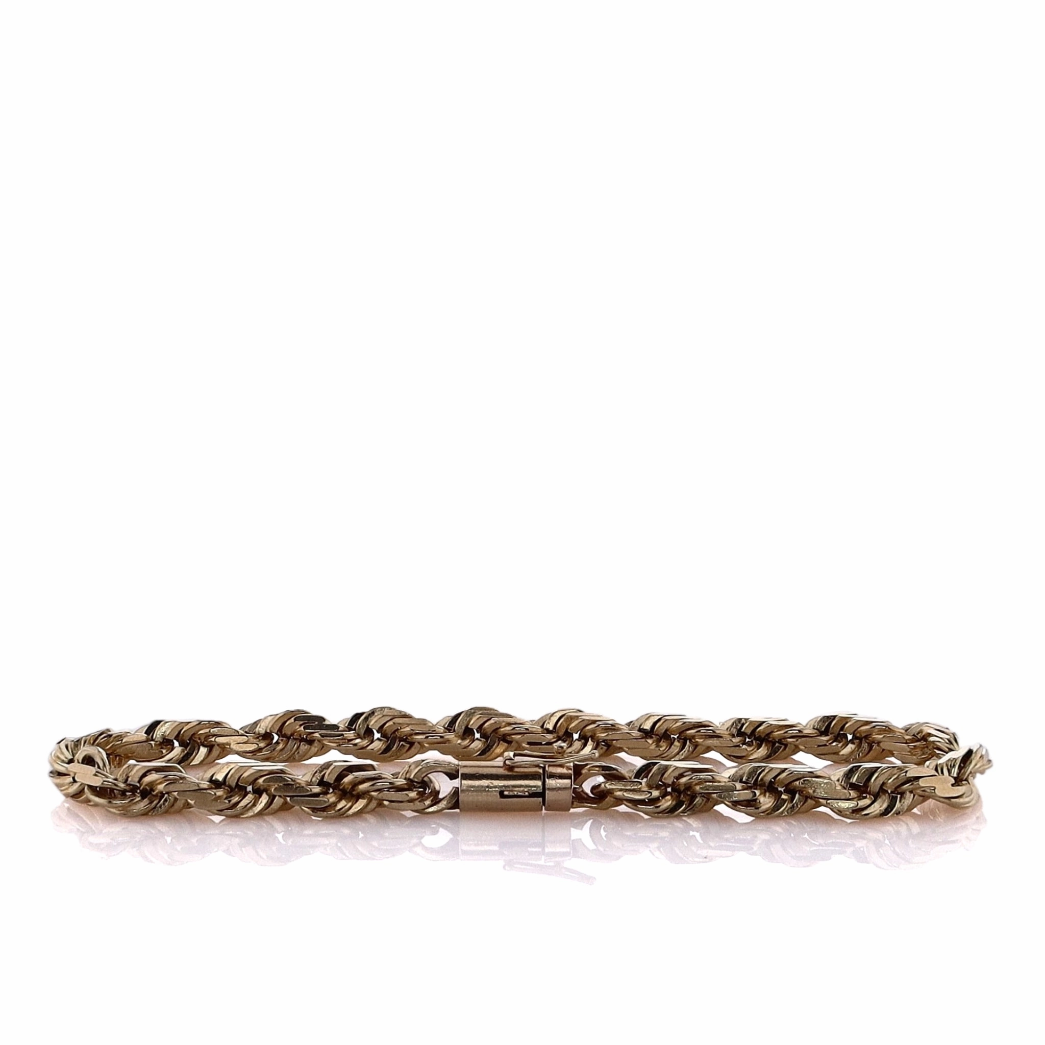 Estate 14k Yellow Gold 9" Rope Link Chain Bracelet