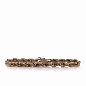 Estate 14k Yellow Gold 9" Rope Link Chain Bracelet