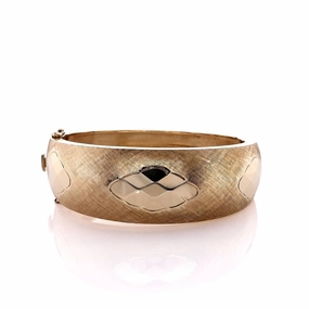 Estate 14k Yellow Gold Brushed and Polished Centers Tapered Bangle Bracelet