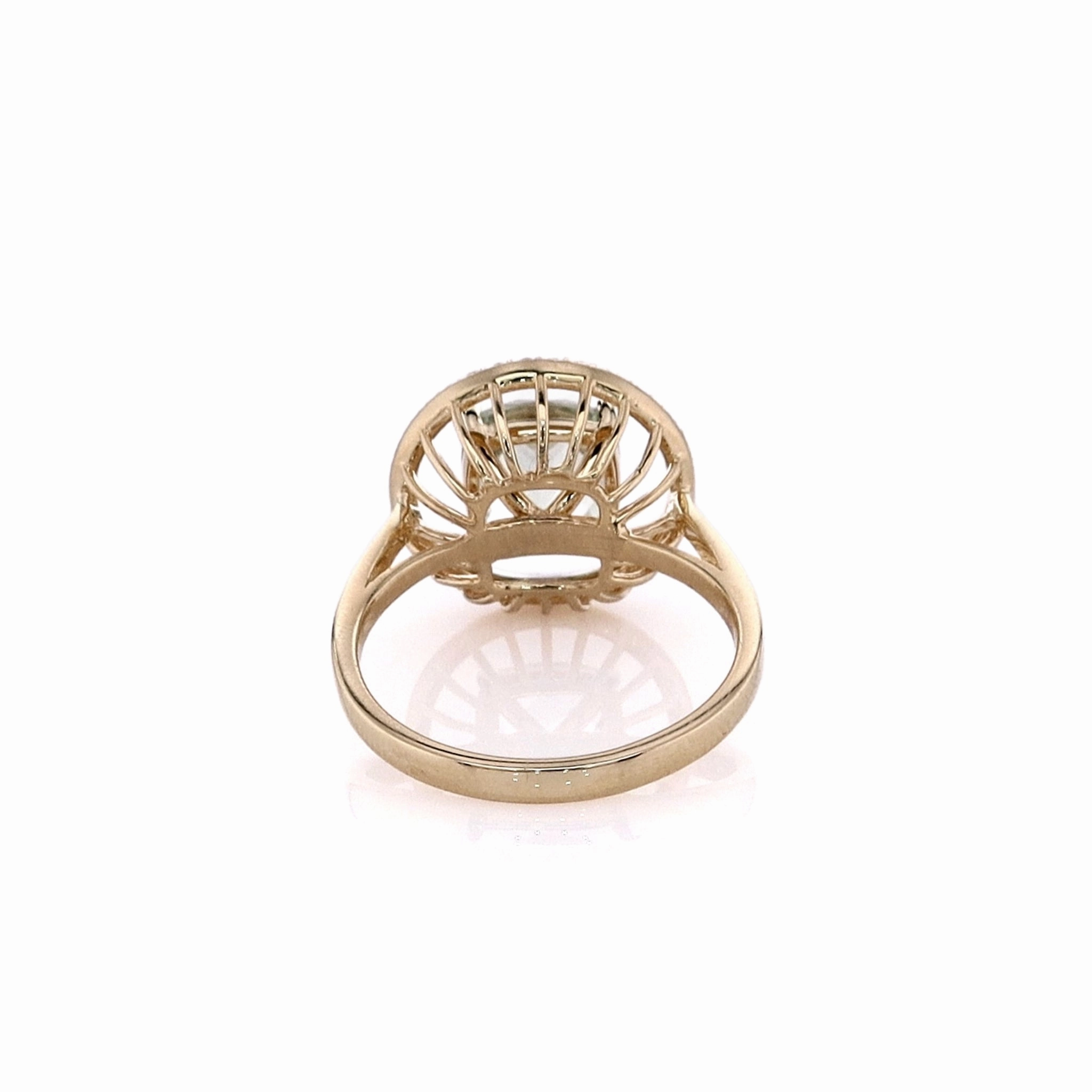 Estate 14k Yellow Gold Diamond and Prasiolite Ring