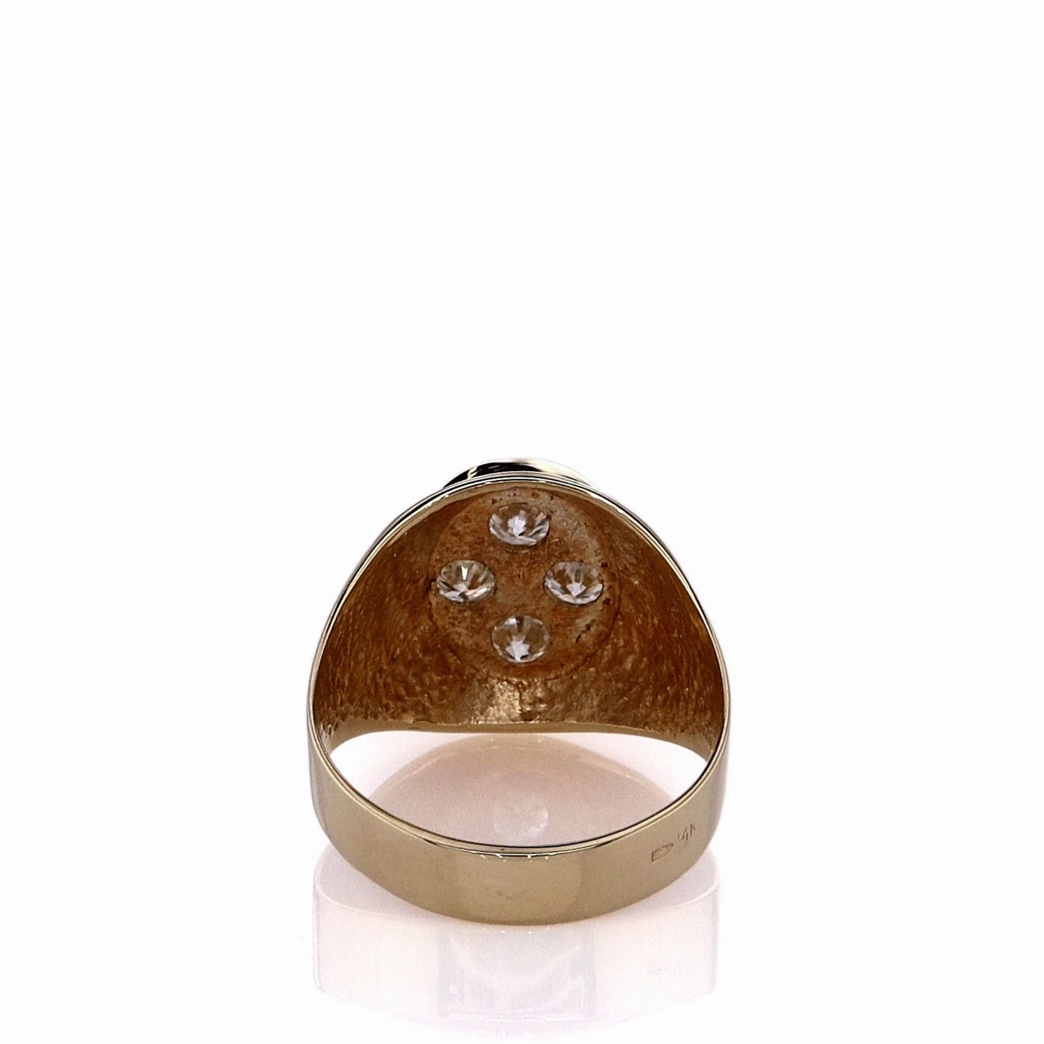 Estate 14k Yellow Gold Gents Oval Top Design Diamond Ring