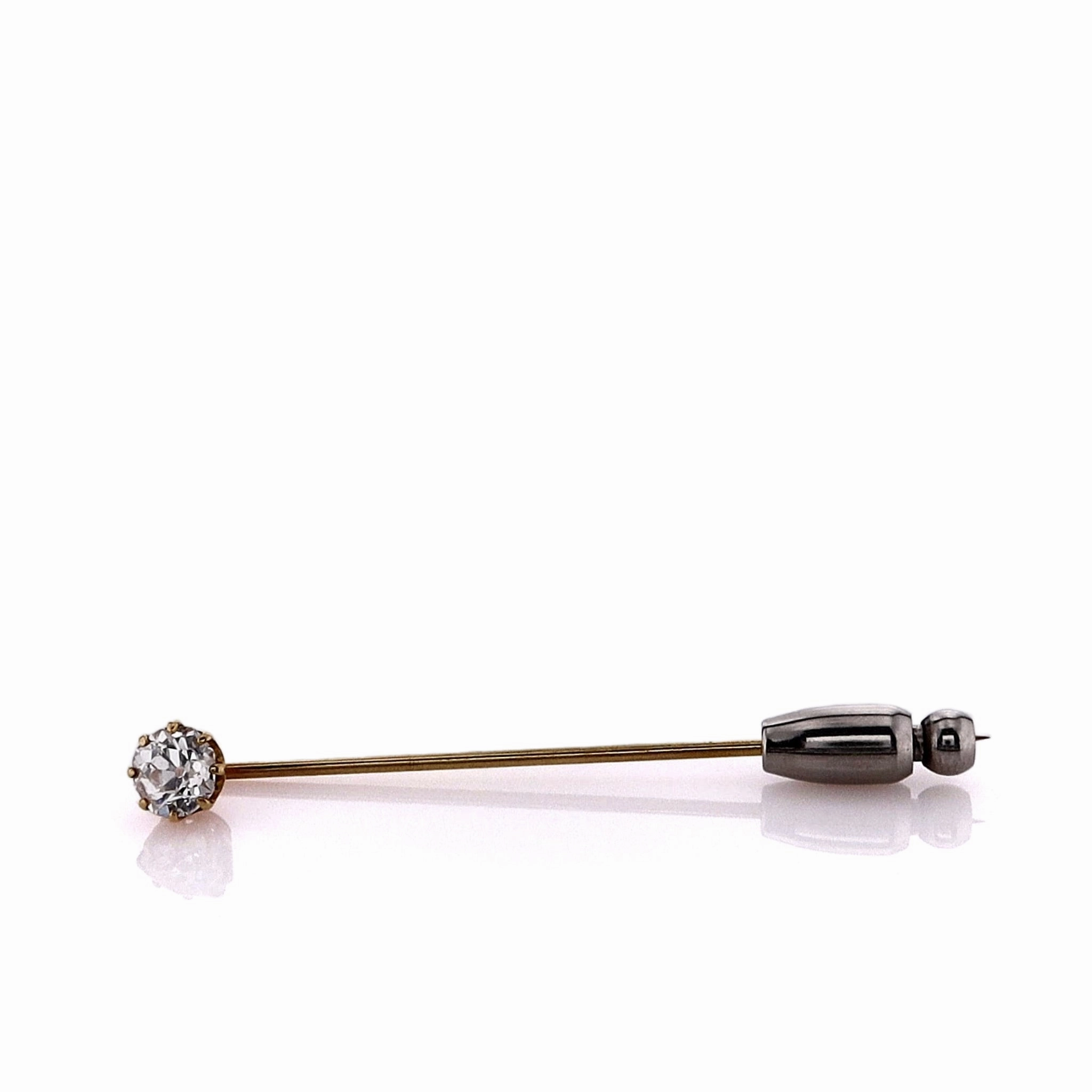 Estate 14k Yellow Gold Old Mine Cut Diamond Stick Pin Stick