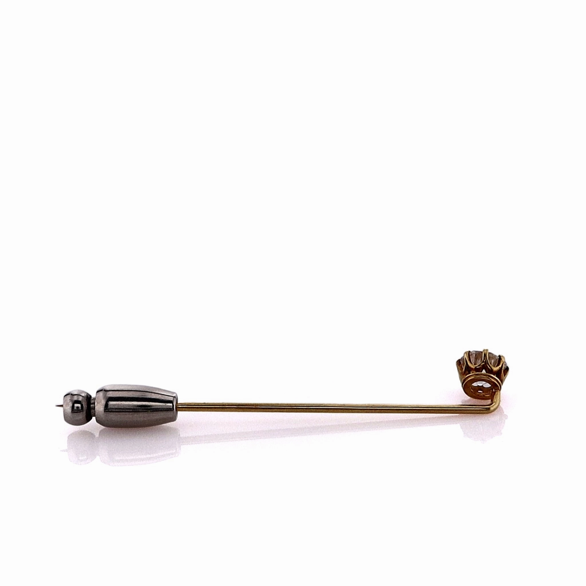 Estate 14k Yellow Gold Old Mine Cut Diamond Stick Pin Stick