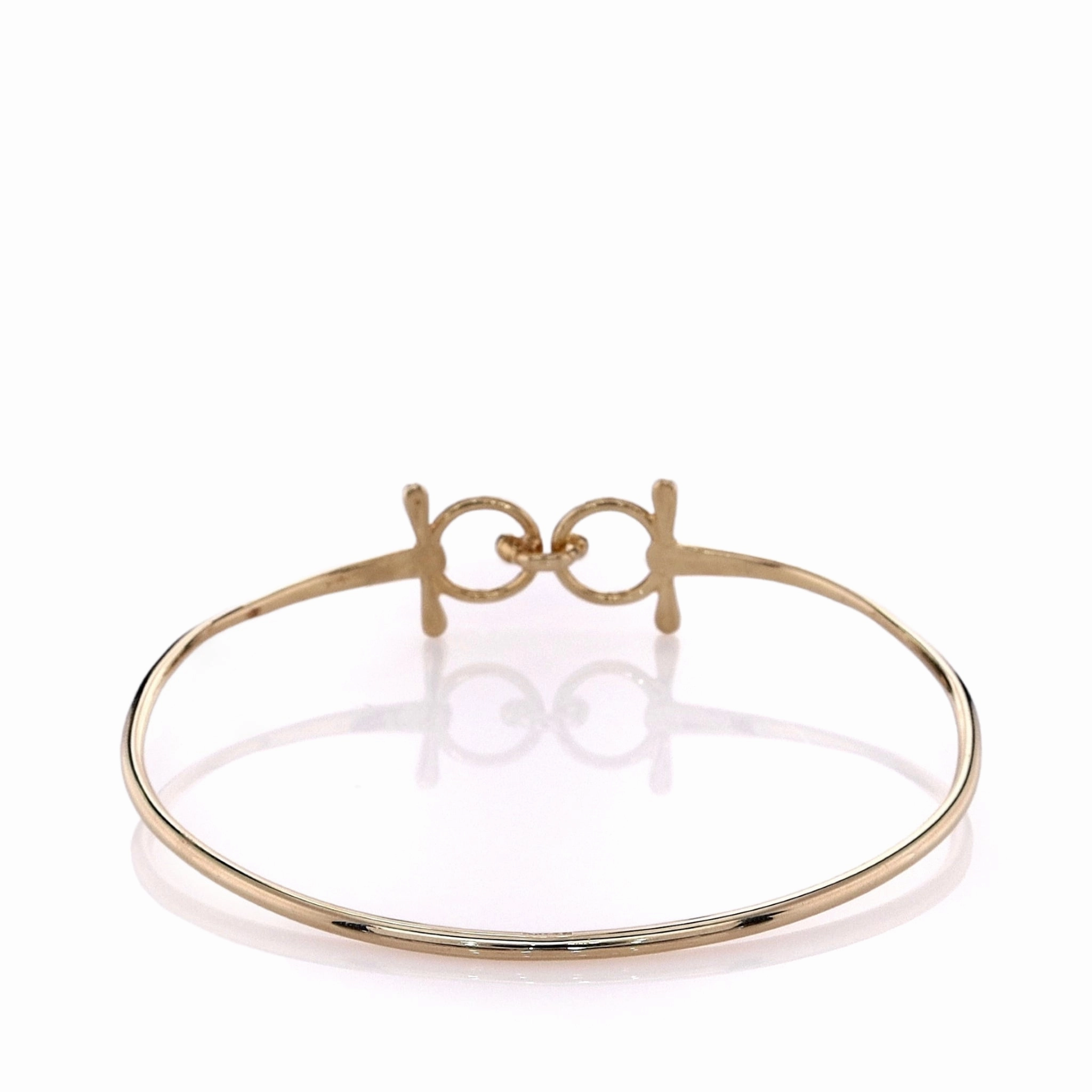 Estate 14k Yellow Gold Polished Horse Bit Top Wire Bangle Bracelet