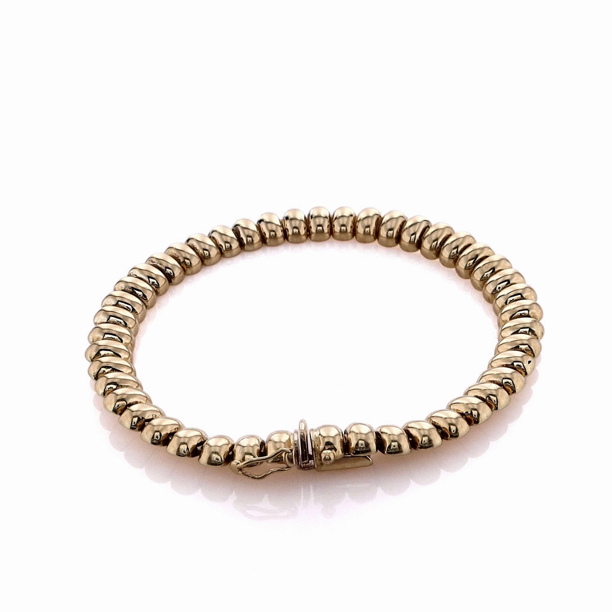 Estate 14k Yellow Gold Polished Oval Bead Bracelet