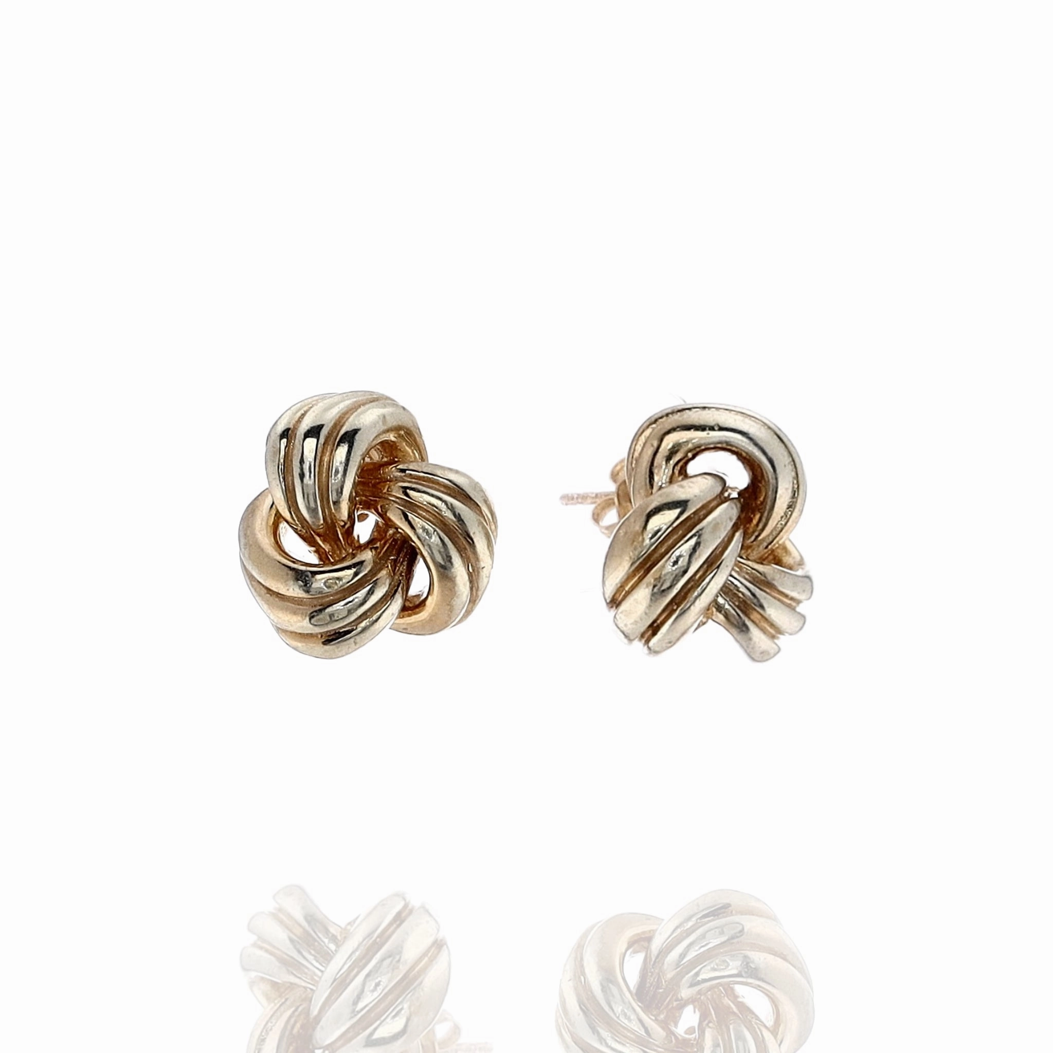 Estate 14k Yellow Gold Polished Ribbed Love Knots Earrings