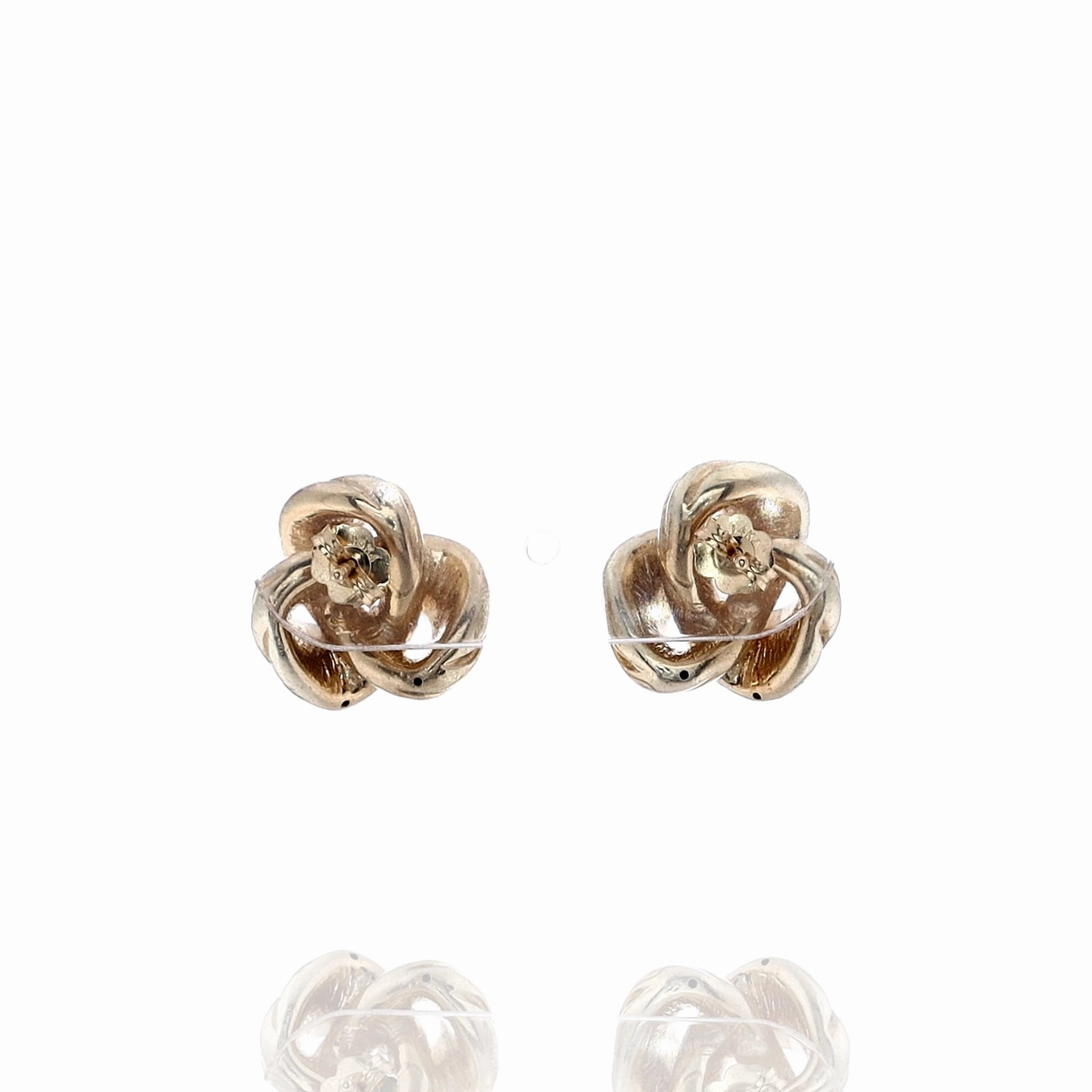 Estate 14k Yellow Gold Polished Ribbed Love Knots Earrings