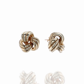 Estate 14k Yellow Gold Polished Ribbed Love Knots Earrings