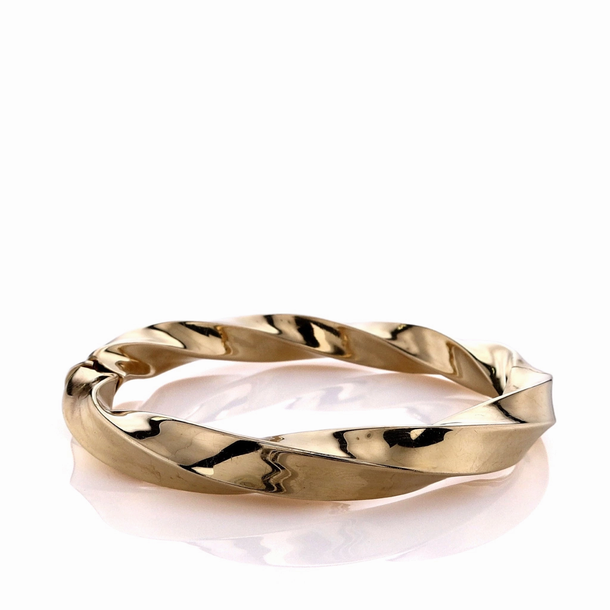 Estate 14k Yellow Gold Squared Twist Design Hinged Bangle Bracelet