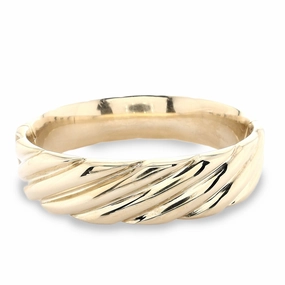 Estate 14k Yellow Gold Twist Design Hinged Bangle