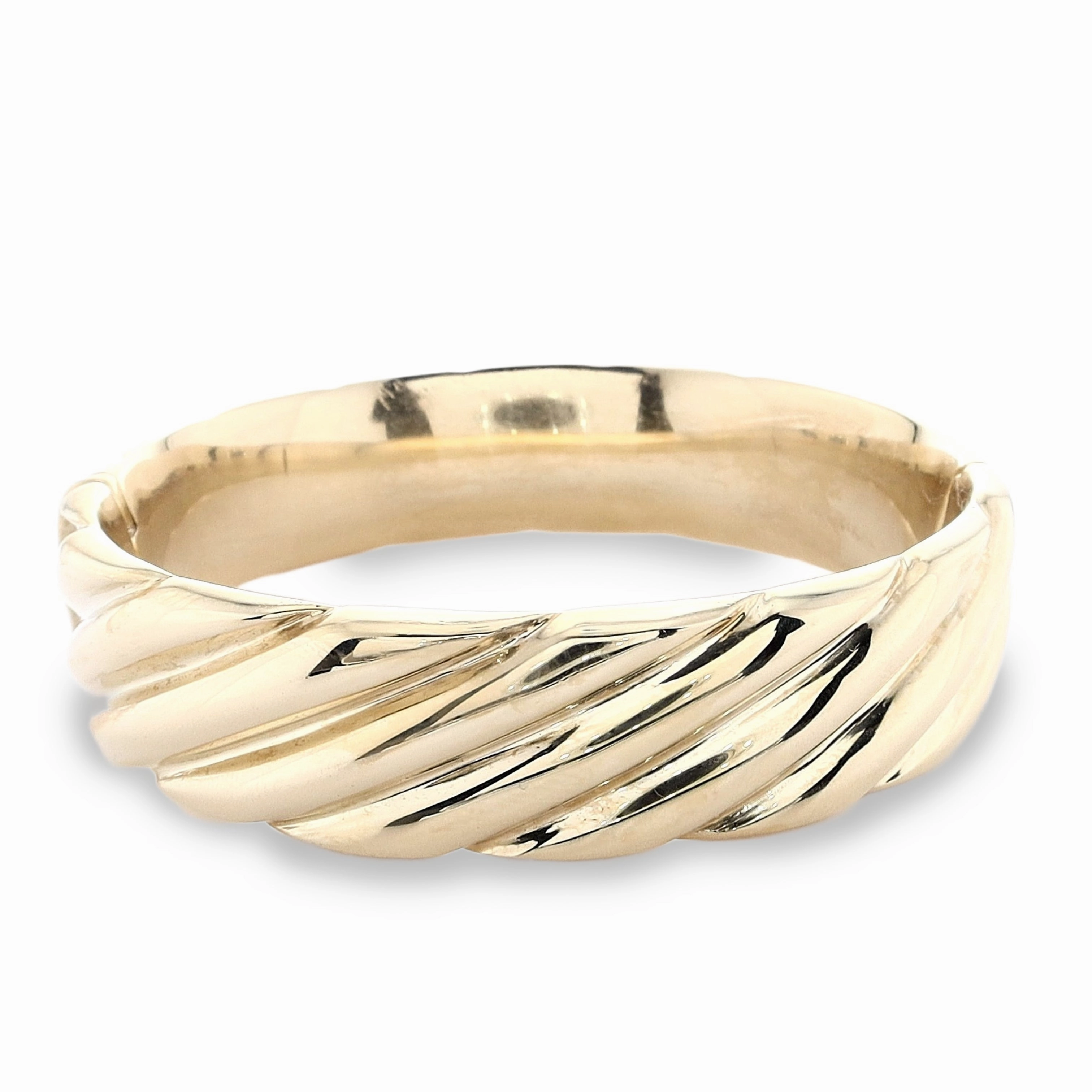 Estate 14k Yellow Gold Twist Design Hinged Bangle