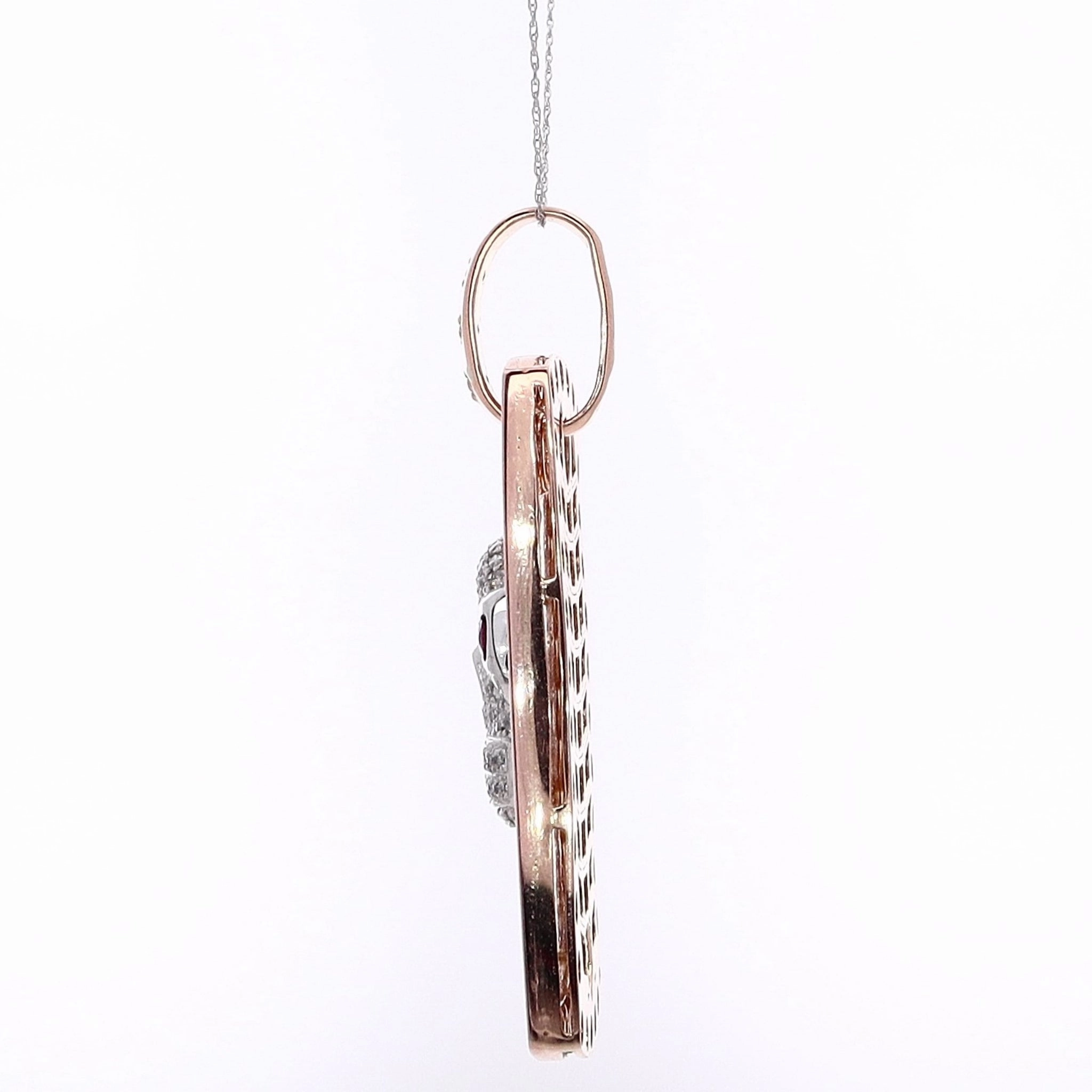 Estate 14kwr Pendant Dog Tag Skull 58x24mm 2 Round Garnets 2.8mm Eyes 97 RBC D1.01tw II1 No Chain