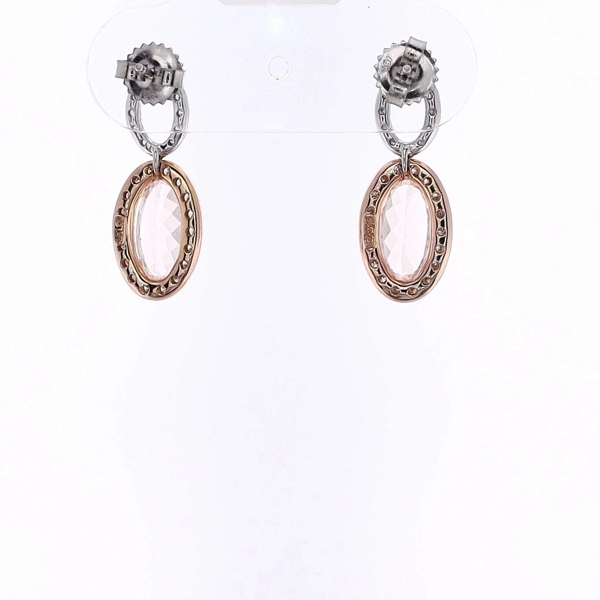 Estate 18 Karat Rose and White Gold Diamond and Morganite Earrings