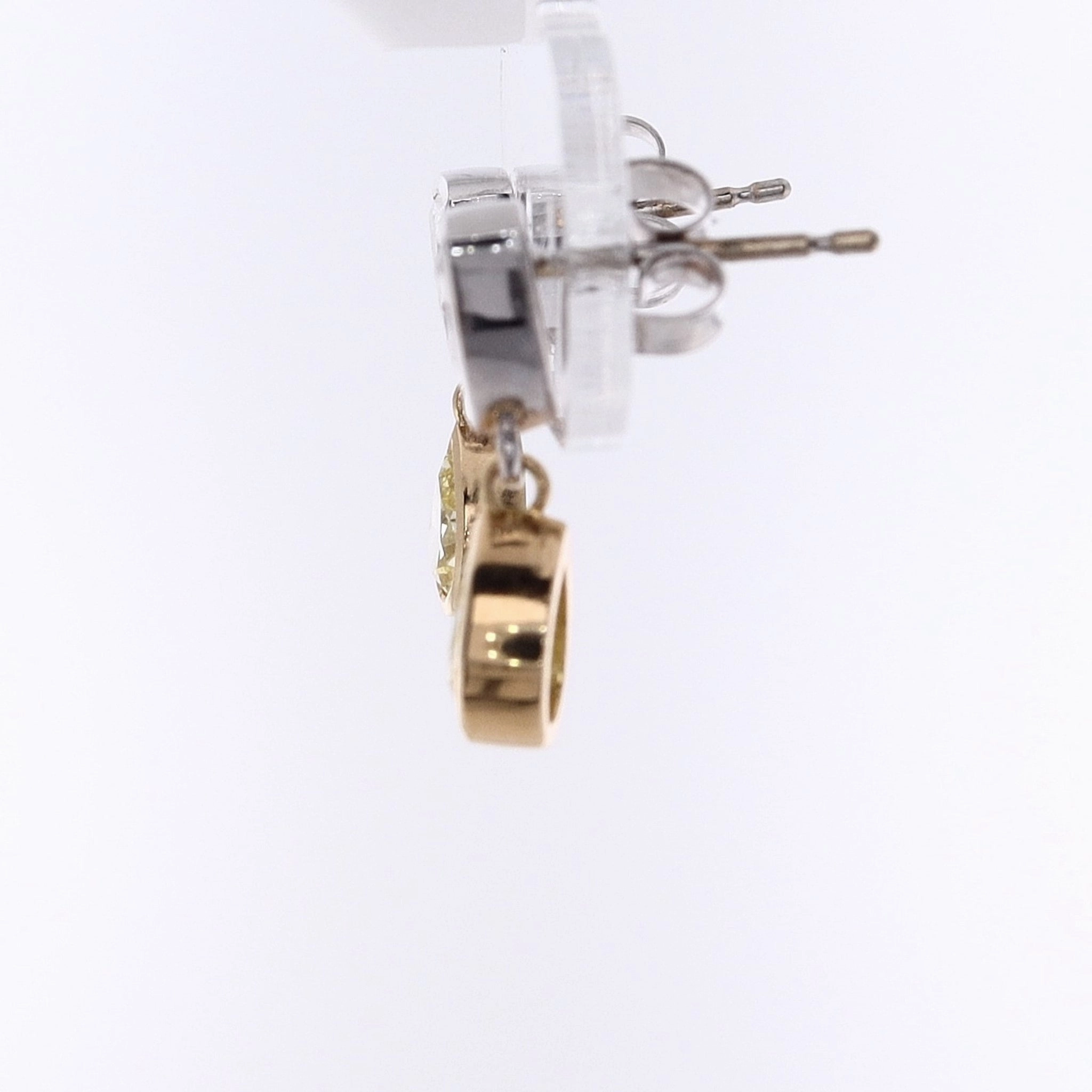 Estate 18 Karat White and Yellow Gold Diamond Earrings