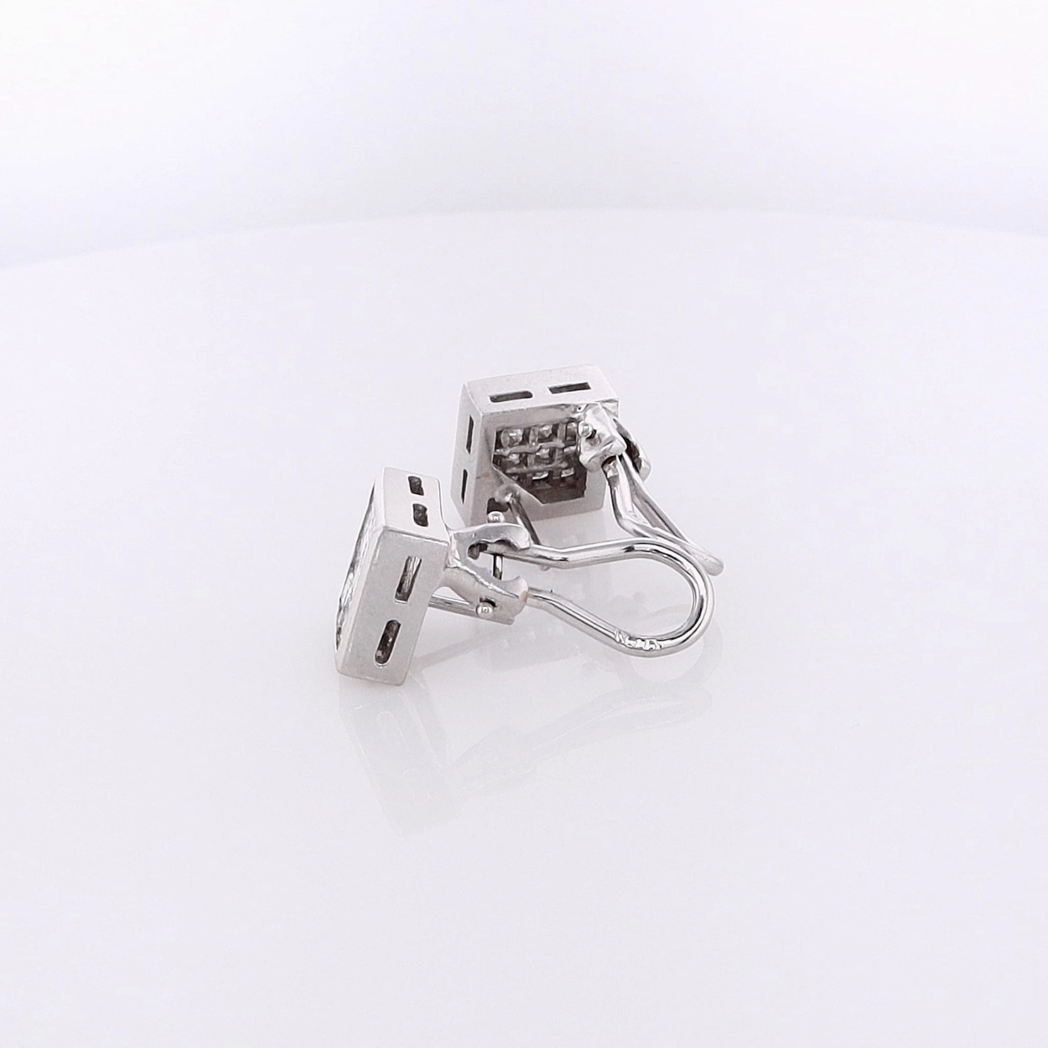 Estate 18 Karat White Gold Diamond Earrings